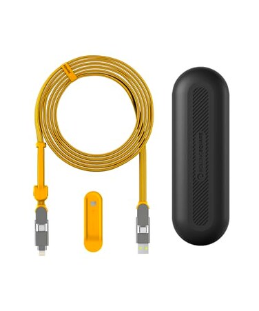 Rolling Square InCharge XL 300cm USB C Charger Cable Lightning Cable for Smartphone Universal Cable Charger 6 in 1 USB Plug Yellow 100W