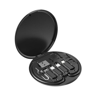 ZALUJMUS Multifunctional Data Cable Storage Box Adaptor for USBC and MicroUSB Devices Universal Data Transfer Cable Black