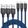 Puxnoin Micro USB Cable 3ft 3Pack 3FT Nylon Braided High Speed Micro USB Charging and Sync Cables Android Charger Cord Compatible Samsung Galaxy S7 EdgeS6S5S4Note 543LGTablet and MoreBlue