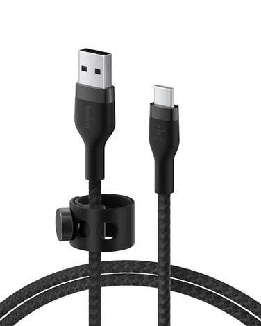 Belkin BoostCharge Pro Flex Braided USBC to USBA 2M66ft Fast Charging Cable USBIF for iPhone 17 iPhone 17 Pro iPad Pro Galaxy S25 S24 Pixel Nintendo Switch 2 More Black