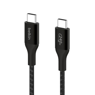 Belkin BoostCharge USB C to USB C Cable FastCharging Power Cable with Braided Nylon Cord Anodized Aluminum Head 240W Power Delivery Universal Compatibility 33 or 66ft Length