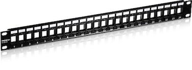TRENDnet 24Port Blank Keystone 1U Patch Panel 1U 19 Metal Rackmount Housing Recommended with TCK25C6 TCK50C6 Cat6 Keystone Jacks Sold Separately Black TCKP24