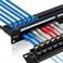 Lysymixs 24 Port RJ45 Patch Panel Cat6 Feed Through Coupler Network Panel 19 Inch Inline Keystone Ethernet Patch Panel with Back Bar