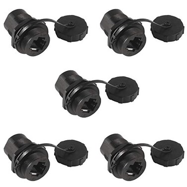 UMLIFE 5PCS Ethernet LAN Cable Connector CAT 6 RJ45 Shielded Industrial Panel Mount Bulkhead Feed Thru Coupler with Waterproof IP67 Dustproof Cap Outdoor Industrial Standard 5PCS RJ45 Ethernet LAN
