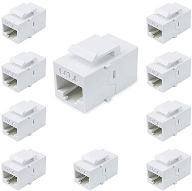 VICTEK Female to Female Cat6 Keystone RJ45 Couplers 10 Pack White Tablet