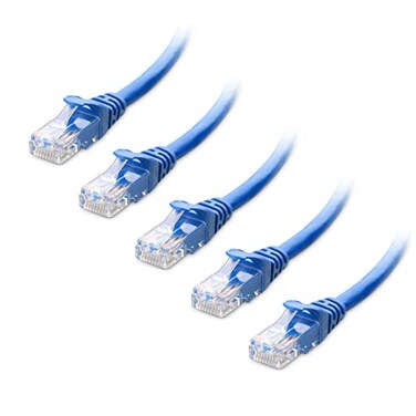 Cable Matters 10Gbps 5Pack Snagless Short Cat 6 Ethernet Cable 1ft Cat 6 Cable Cat6 Cord Ethernet Cord Blue