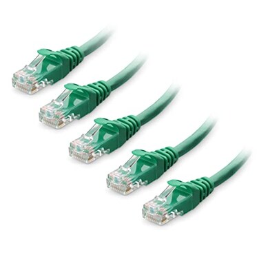 Cable Matters 10Gbps 5Pack Snagless Short Cat 6 Ethernet Cable 1ft Cat 6 Cable Cat6 Cord Ethernet Cord Green