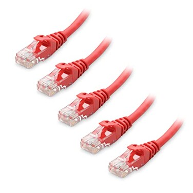 Cable Matters 10Gbps 5Pack Snagless Cat 6 Ethernet Cable 5ft Cat 6 Cable Cat6 Cord Ethernet Cord Red
