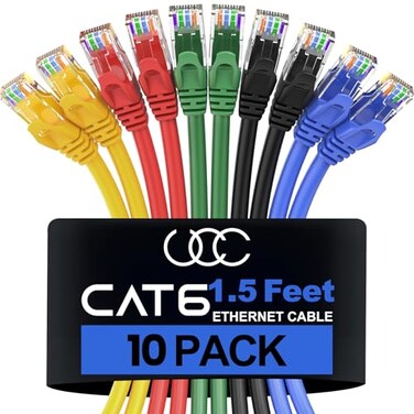 Ultra Clarity Cables CAT 6 Ethernet Cable 15 Feet LAN UTP 05m CAT6 RJ45 Network Patch Internet Cable 10 Pack 15 ft
