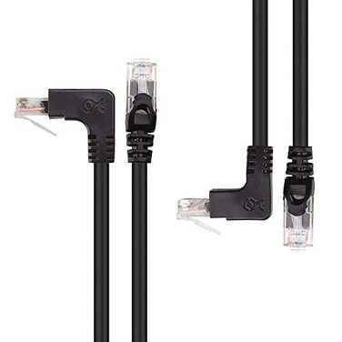 Cable Matters 10Gbps ComboPack 90 Degree Cat 6 Ethernet Cable 5ft Cat6 Right Angle Ethernet Cable Right Angle Up and Down Connectors