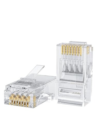 CableCreation Cat6 RJ45 Connectors 100PACK Cat6 RJ45 Ends Ethernet Cable Crimp Connectors UTP Network Plug for Solid Wire and Standard Cable Transparent