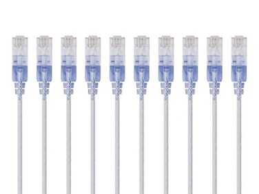 Monoprice Cat6A Ethernet Patch Cable Snagless RJ45 550Mhz 10G UTP Pure Bare Copper Wire 30AWG 10Pack 7 Feet White SlimRun Series