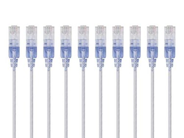 Monoprice Cat6A Ethernet Patch Cable Snagless RJ45 550Mhz 10G UTP Pure Bare Copper Wire 30AWG 10Pack 1 Feet White SlimRun Series