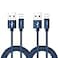 RoFI Phone Charger Cable 2Pack 2 Feet Nylon Braided Fast Charging USB Cord 06M Compatible Phone X 8 8 Plus 7 7 Plus 6s 6s Plus 6 6 Plus 5 5S 5C SE Air Mini and Car Display Blue