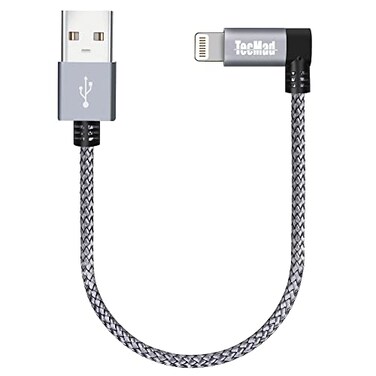 TecMad 065ft Short iPhone Charger Cord C89 MFi 90 Degree Ligthning Cable Nylon Braided for iPhone 1414 Pro AirPods Pro iPhone 1313 Pro12 iPad Pro and More Grey