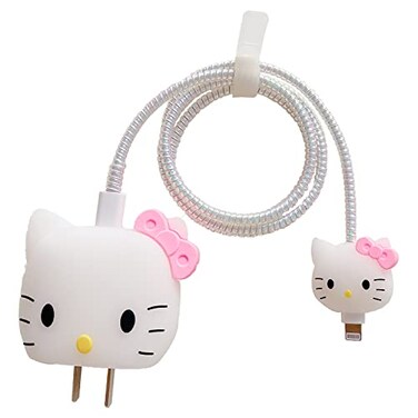 Tospania 3D Cute Cartoon Wall Charger Protector Case Compatible for Apple 20W USBC Power Adapter and Lightning Cable No014in1