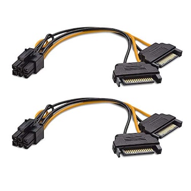 Cable Matters 2Pack 6 Pin PCIe to Dual SATA Power Cable 4 Inches 2X SATA to 6 Pin PCIe