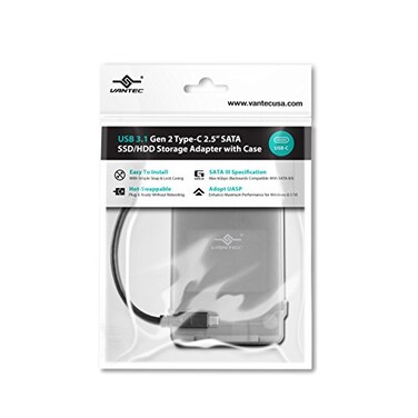 Vantec USB 31 Gen 2 TypeC 25 SATA SSDHDD Storage Adapter CBSTC312PB black