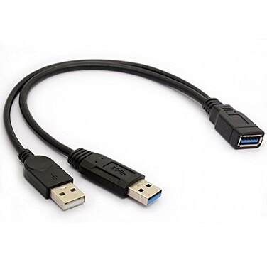 BSHTU USB 30 Cable Dual Power Charge Cables Y Adapter Type A Lead Male to Female Extension Code 30cm 5Gbps Data Transfer and Charging