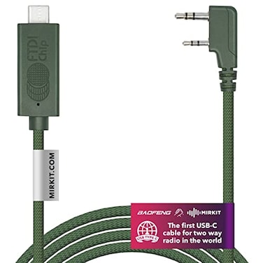 MIRKIT FTDI USBC Baofeng Programming Cable Green for Flashing Analogue Ham Radio Baofeng Wouxun Kenwood Archell Retevis Compatible with Windows Mac Ubuntu OS