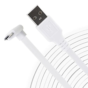 LEFXMOPHY for WYZE Cam Pan V3 Power Cord 90 Degree LShape Connector Micro USB Right Angle Extension Charging Cable 10ft Long White Extender