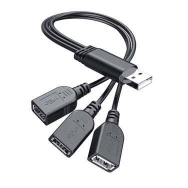 ANDTOBO USB 1 to 3 Splitter USB 20 A Male to 3 USB Female Jack Y Splitter Hub Power Cord Extension Adapter Cable Black