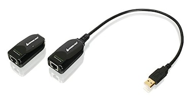 IOGEAR USB 20 Extender Over Cat5 5E 6 Adapter Connection Up To 164Ft USB Type A M to A F Plug n Play Hard Drives Printers Scanners Smart Boards GUCE62