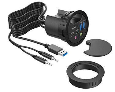 ineo Grommet DeskFit Diameter 23 to 24 2Type A 2Type C with 35mm Audio Mic Jack 32 Expandable case Power is not IncludedTHC06 VI Plus