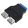 E-outstanding Eoutstanding 20 Pin USB 30 Header Female to Dual USB 30 Female Splitter Adapter Motherboard Extension Connector