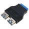 E-outstanding Eoutstanding 20 Pin USB 30 Header Female to Dual USB 30 Female Splitter Adapter Motherboard Extension Connector
