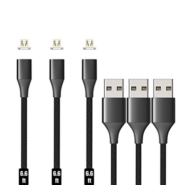 N. NETDOT N NETDOT Magnetic Charging Cable Gen10 Nylon Braided Magnetic Phone Charger Compatible with MicroUSB Devices and Phones66ft3 Pack Black