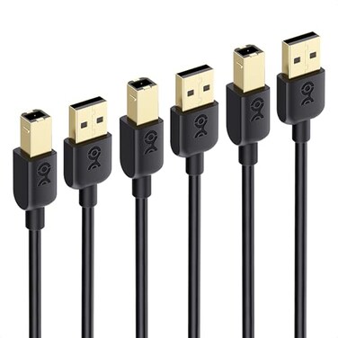 Cable Matters 3Pack USB Printer Cable 6ft USB A to B Cable Compatible with Printer External Hard Drive Audio Interface Scanner MIDI Controller MIDI Keyboard Black