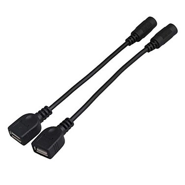 BQLZR USB Female to DC 55x21mm Female DC Power Supply Extension Adapter Cable Pack of 2