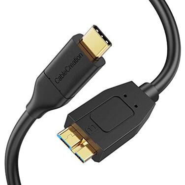 CableCreation USB C to Micro B Short Cable 1FT 10G Micro B to USB C External Hard Drive Cable for iPhone 151617Samsung Galaxy S24Seagate WD Westgate My PassportMacBook ProAir iPadTabletBlack