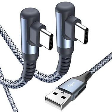 sweguard USB Type C Fast Charging Cable Right Angle 2Pack 66FT Compatible with iPhone 17 16 15 Pro MaxSamsung Galaxy S26 S25 S24 S23 S22 S21 S20 A53 Note Flip Pixel LG Moto More USB C Device
