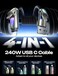 LISEN Chubby 4 in 1 Charging Cable 66FT with Light 240W Fast Charging Cable USB AC to CLightning Multi Charging Cable for iPhone 16 15 14 13 12 Pro Max MacBook iPad Samsung Black