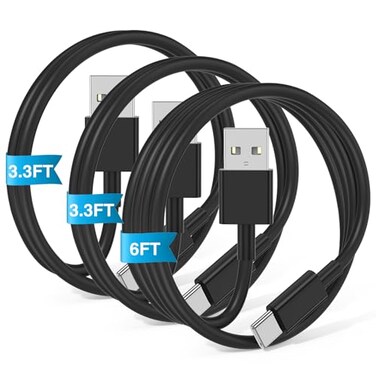 JERMASAL 3Pack Black 33FT33FT6FT USB A to USB C CableUSB to USB C Car Carplay Cable for iPhone 16 15 Pro Plus Pro Maxfor iPad ProAirMinifor Samsung S24S23S22S21for MacBook ProAir and More