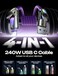 LISEN 240W Chubby USB C to USB C 4 in 1 Charging Cable 66FT with Light USB AC to CL Multi Charging Cable for iPhone 16 15 14 Pro MaxMacBookiPad ProSamSungS24Purple