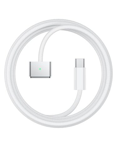 Stouchi USBC to Magnetic 3 Cable 66ft 140W Fast Charging for MacBook Air 1513 M4 2025 M3 2024 M2 2023 M2 2022 Pro 1614 202420232021 White