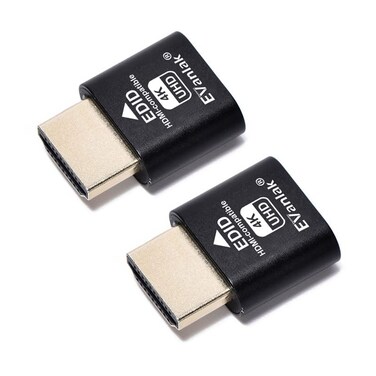 EVanlak HDMI Dummy Plug Headless Ghost Display Emulator Premium Aluminum PCFit Headless3840x216060H New 3RD2Pack