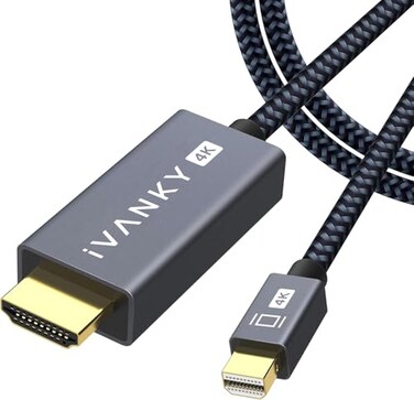 IVANKY 4K Mini DisplayPort to HDMI Cable 10FT 4K30Hz Thunderbolt to HDMI Cable Alum ShellBraidedOptimal Chip Mini DP to HDMI for MacBook AirPro Surface ProDock Monitor Projector 10FT