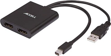 Accell mDP2DP Multi Monitor Splitter Mini DisplayPort 12 MultiStream Transport MST Hub 1x Mini DisplayPort connector 2x DisplayPort outputsBlack