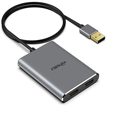 fairikabe USB 30 to Dual HDMI Adapter 4K 30Hz USB to HDMI Adapters for 2 MonitorsTV USB A to HDMI Splitter Support WindowsMac OS MST Mode for 3 Extended Display