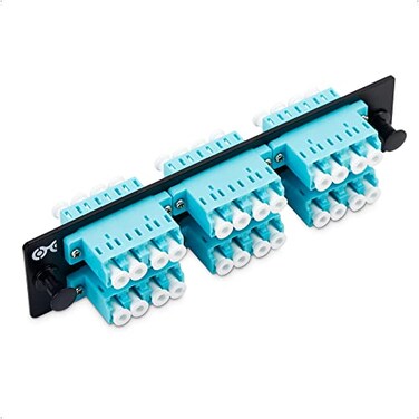 Cable Matters 24 Fibers LC to LC OM3OM4 Multimode Fiber Patch Panel with 6 x LCLC UPC Quad Fiber Optic Adapters LGX Compatible