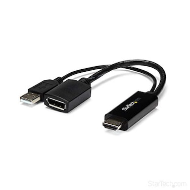 StarTech.com StarTechcom 4K 30Hz HDMI to DisplayPort Video Adapter w USB Power 6 in HDMI 14 Male to DP 12 Female Active Monitor Converter HD2DP Black