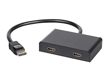 Monoprice 2Port DisplayPort 12 to HDMI MultiStream Transport MST Hub 4K30Hz for 2 Displays 216 Gbps Bandwidth 118 Inch Cable Black
