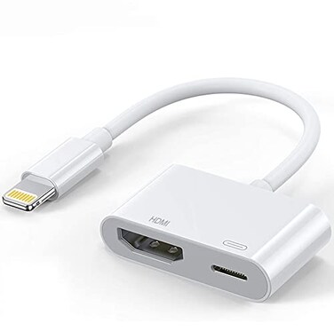 Naiyal Lightning to HDMI Adapter Apple MFi Digital AV Converter with Charging Port 1080P Sync Screen Video Dongle for iPhone iPad to TVProjectorMonitor