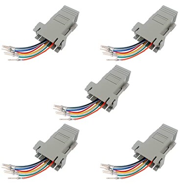 Jienk 5Pcs DB9 Male to RJ45 Modular Adapter DB9 to RJ45 Female Jack Ethernet Adapter