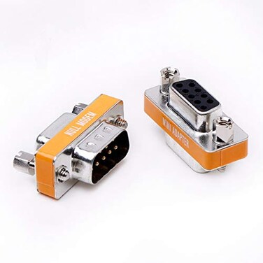 Arnorin DB9 null modem male to female slimline data transfer serial port adapter 2 Pack