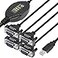 Gearmo 4 Port RS232 to USB Adapter with LED Indicators 5ft Length FTDI Chipset ESD Protection WindowsmacOSLinux Compatible